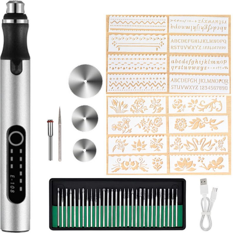 Elektrischer Gravierstift, tragbares Gravierwerkzeug-Set, Mini-Gravierstift, USB-aufladbar, DIY-Schmuck, Metall, Glas, S...