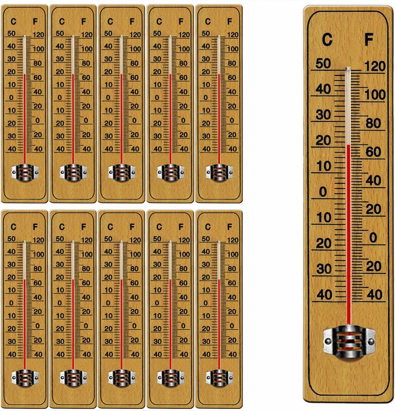 Markenartikel - deuba® 10x Garten Thermometer mit Celsius Fahrenheit Skala Haushalt Analog Außenthermometer Aufhängung W...