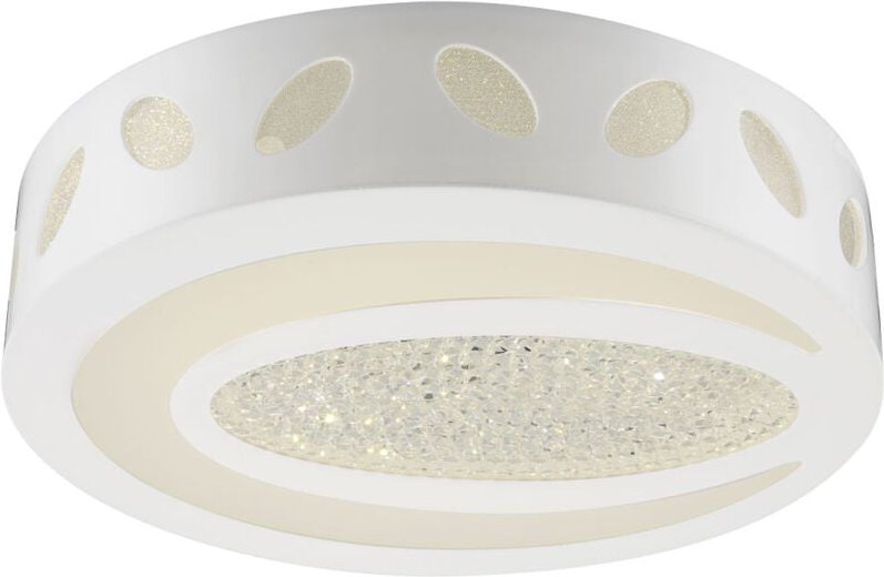 Globo - Deckenleuchte Kristall led Deckenlampe Wohnzimmerleuchte weiß Schlafzimmerlampe, 21W 1250lm 4000K, DxH 40x11 cm