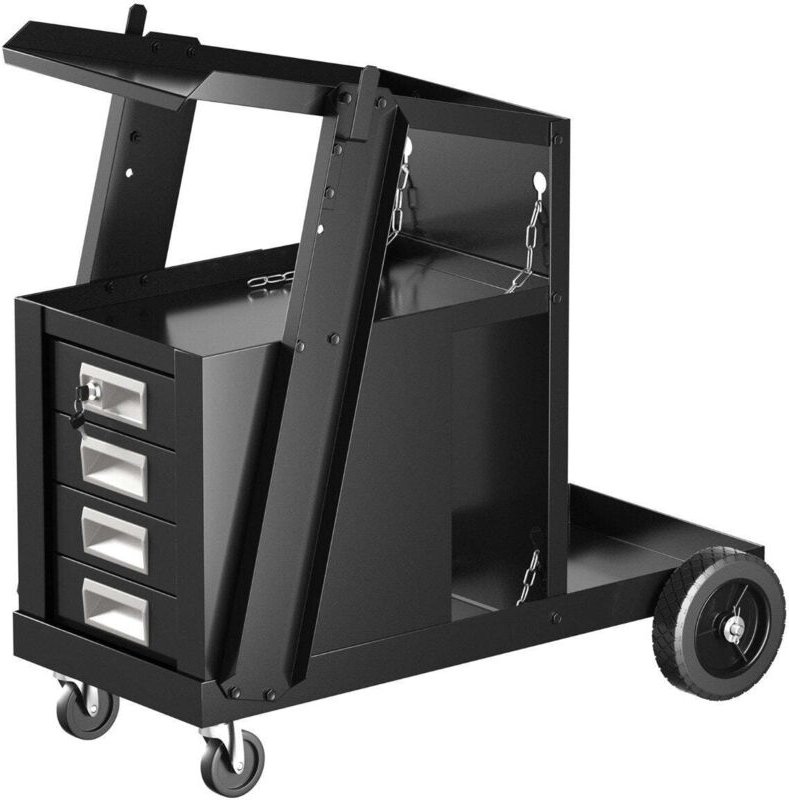 Schweiwagen mit 4 schubladen gasflaschenhalter 71 x 38 x 71 cm schwarz