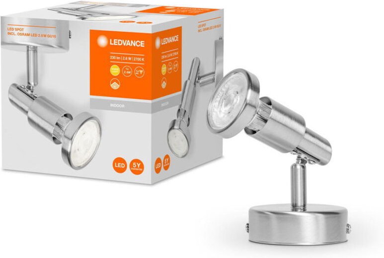 Ledvance - led spot GU10 (eu) l 4058075540507 LED-Deckenstrahler GU10 2.6 w Silber