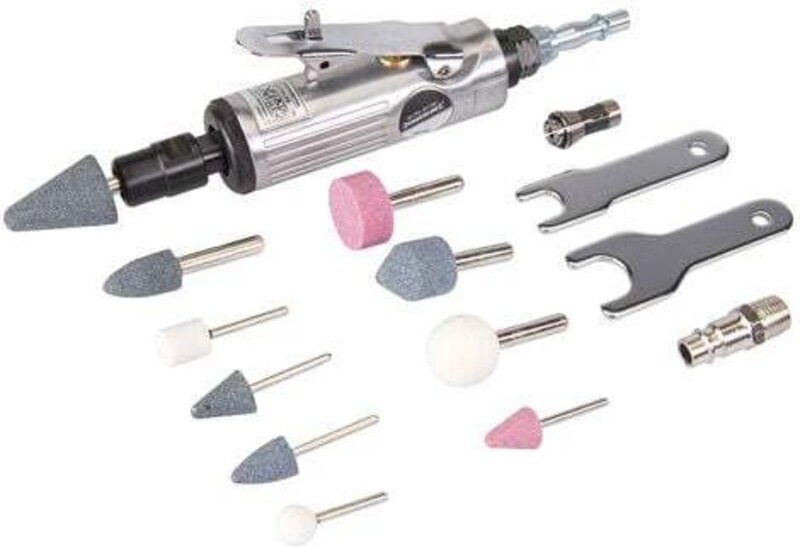 Druckluft Geradschleifer mit Zubehör Set 15-tlg.