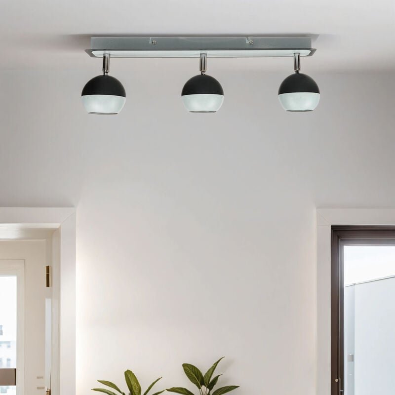 Licht-erlebnisse - Deckenstrahler verstellbar Schwarz Weiß GU10 3-flammig Kugel Schirm Modern Deckenspot