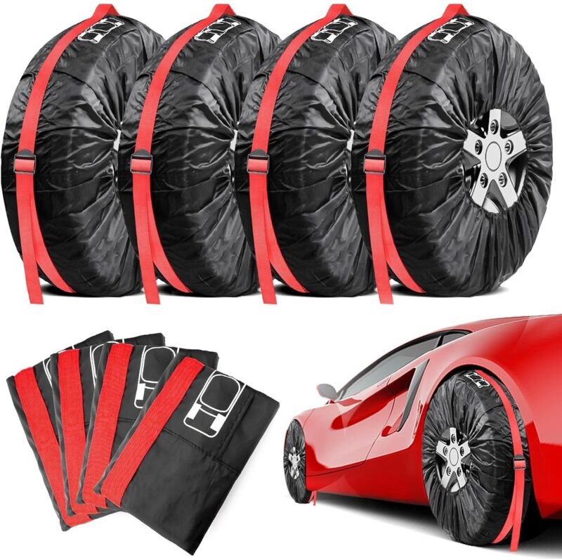 Reifenabdeckung 4 Stück 18-22" Reserveradabdeckung Autoreifenabdeckungen (Durchmesser 80 cm)