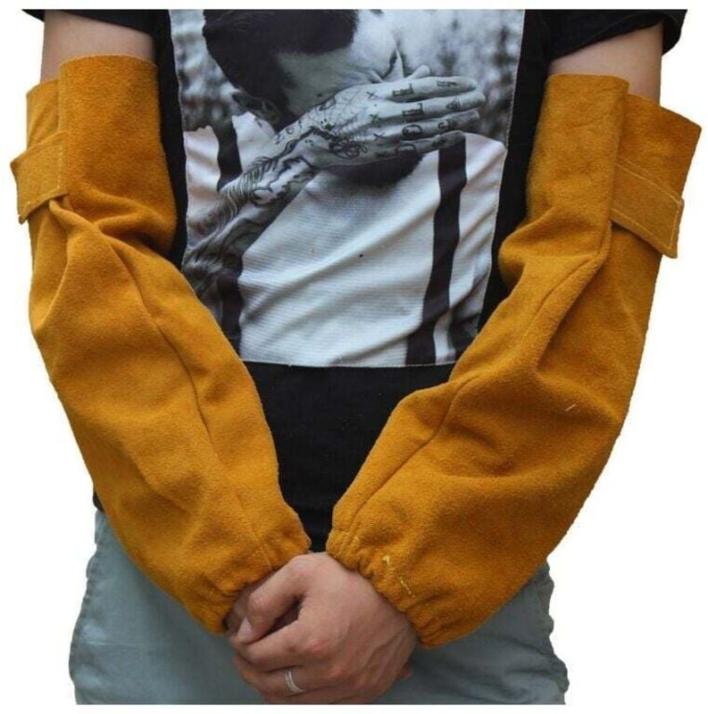 ZVD - Manchette de sécurité élastique pour le travail, manchons de soudage en cuir résistant à la chaleur, protection du...