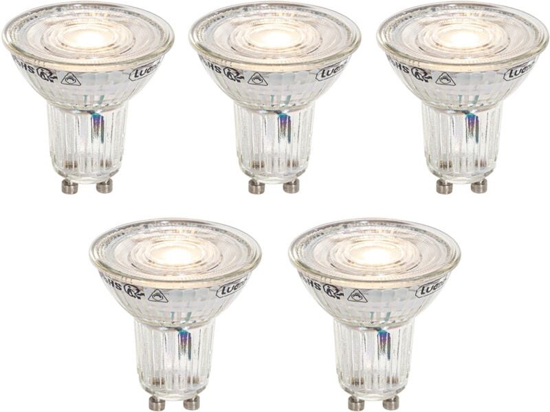 Luedd - 5er-Set GU10 50mm Dimmbare Kelvin LED-Lampen Klar 4,9W 400 lm 2200-3000K