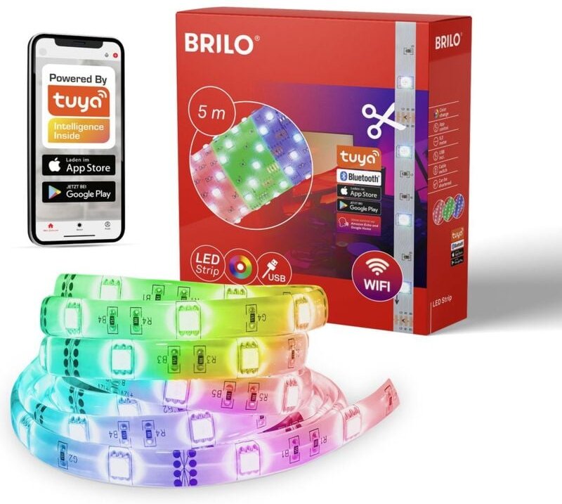 Ner Leuchten usb smart - led Bänder - 2309150 - Musiksensor - Sprachsteuerung - Kürzbar - Selbstklebend - 500 x 10 cm (L...