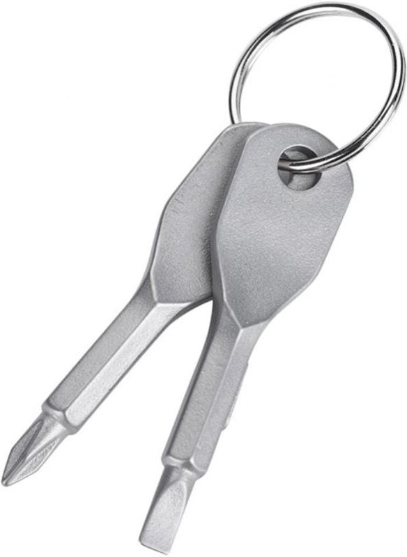 Aougo - Schlüsselbund-Mini-Schraubendreher-Set, tragbares Edelstahl-Flachkopf- und Kreuzschlitzschraubendreher-Set, Werk...