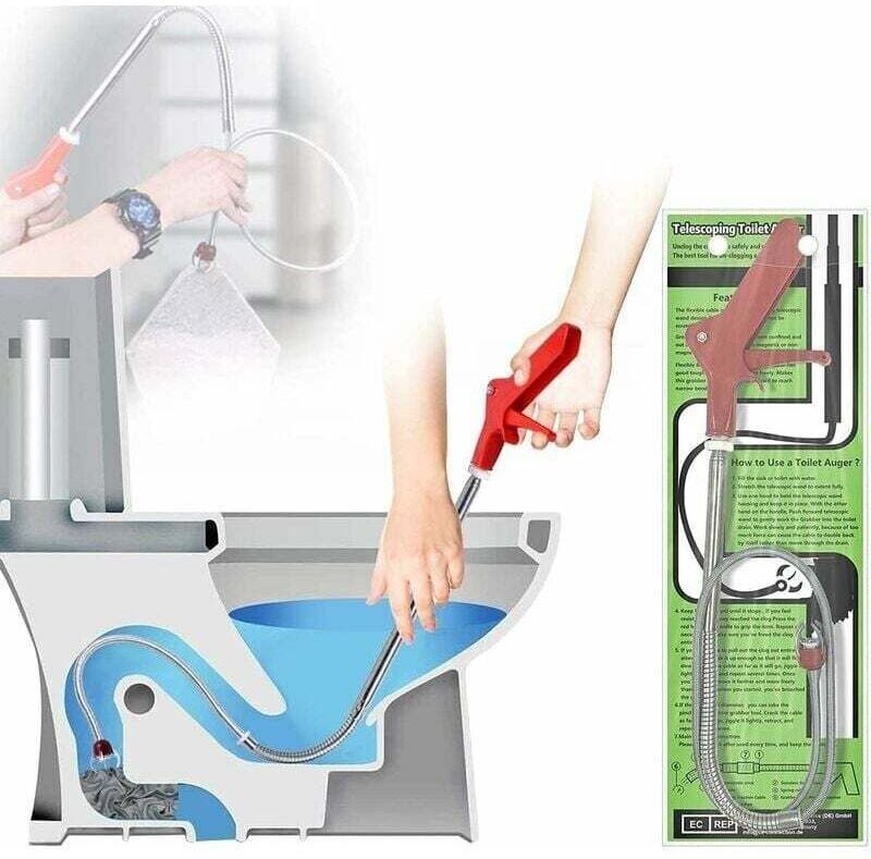 Jalleria - 1,3 m Frettchen-Toilettenrohr-Entsperrer, Kurbel-Entblocker mit Adlerklaue