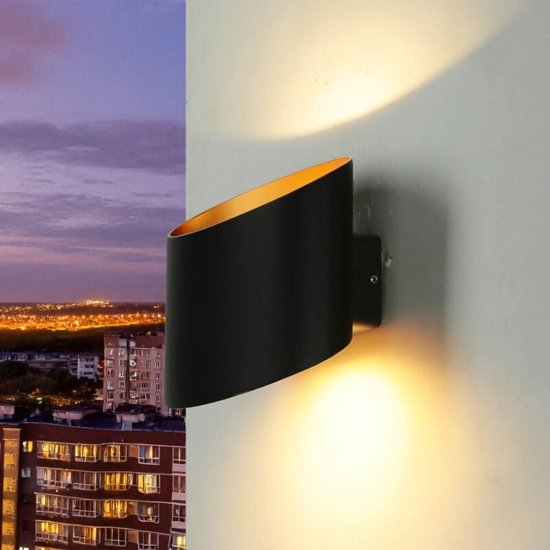 Licht-erlebnisse - led Wandlampe außen Up Down Aluminium in Gold Schwarz IP54