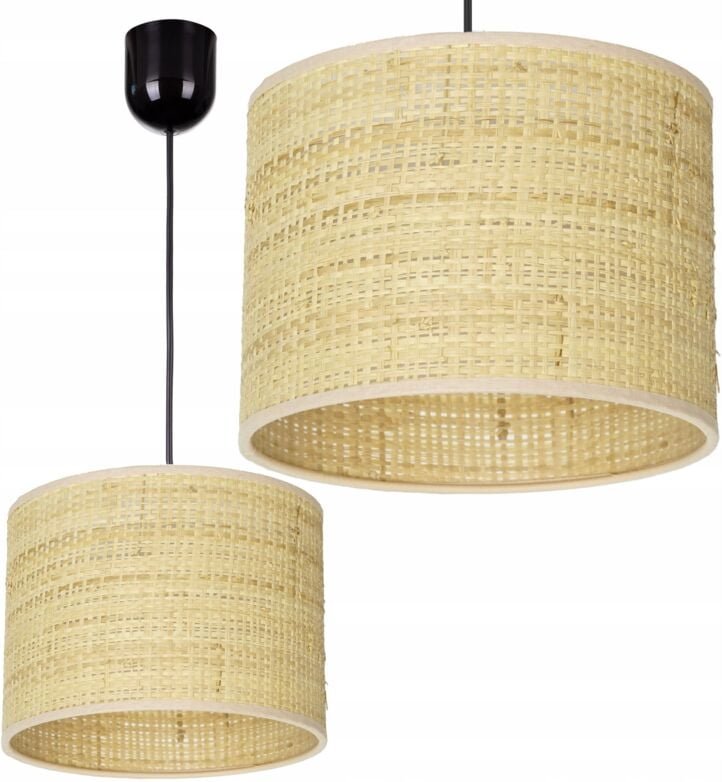 Decken-Hängelampe, Boho Rattan Lampenschirm, Rattan Lampe, poliert E27 LED