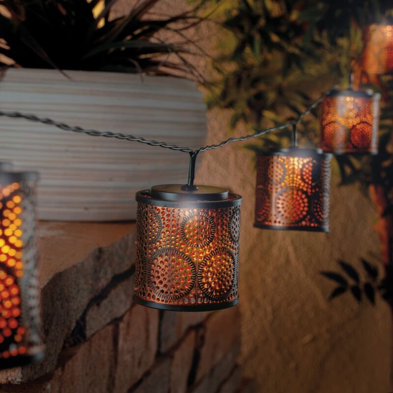 Solar Lampion Lichterkette Marokko Laternen kupfer-gold wetterfest 102803 - Esotec