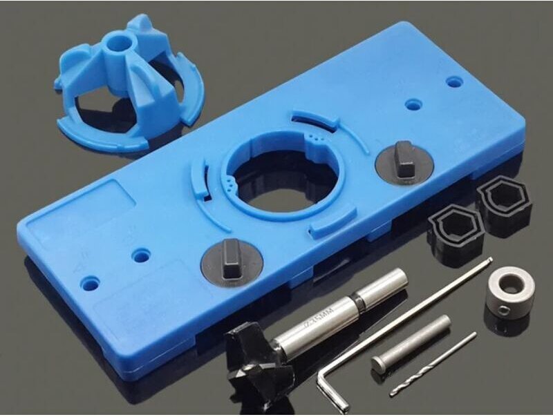 Unsichtbare Scharnierbohrschablone, 35-mm-Scharnierlochschablone, Bohrführung mit Anschlagring, Positionierstange und Bo...