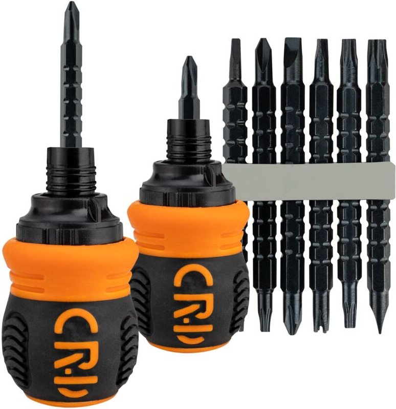 Multifunktions-Schraubendreher-Set mit Ratsche, 12 doppelseitigen Bits