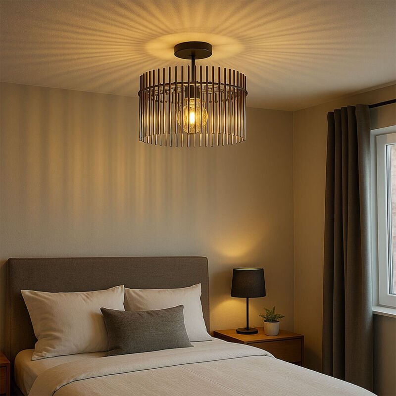 LED Deckenlampe Glasstäbe rauchfarben Wohnzimmerlampe Deckenleuchte oval Schlafzimmerlampe, 4W 320lm warmweiß, LxBxH 40x...