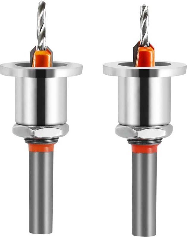 Ccykxa - 2 Stück 8 mm Holzbearbeitungsbohrer, Kegelloch-Holzsenkerbohrer, HSS-Bohrer-Set, Fasenbohrer-Set zum Bohren von...