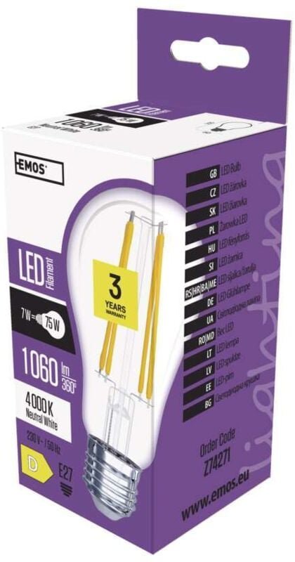 LED-Glühbirne Filament A60 E27 neutralweiß 7 W 1.060lm
