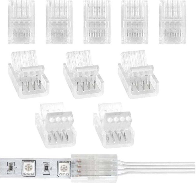 SNQ - 10er-Pack 10 mm 4-polige LED-Streifenverbinder für 10 mm 5050 3528 RGB-LED-Streifen (zum Verbinden von LED-Streife...