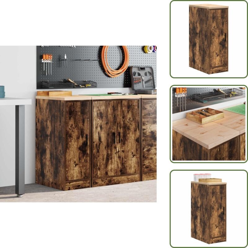 The Living Store - vidaXL Garagen-Aufbewahrungsschrank Räuchereiche Massivholz Kiefer