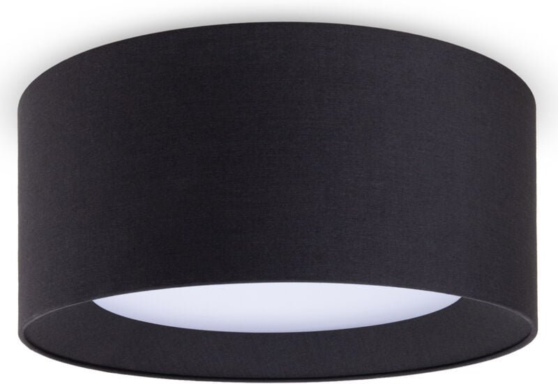 Paco Home Deckenlampe Esstisch Deko Wohnzimmer Modern Büro Rund Lampenschirm Stoff E27 Schwarz, Ø45cm