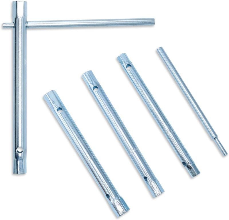 Rohrzangen-Satz, Rohrzangen Rohrsteckschlüssel Doppelmaulschlüssel 4-teilig mit 1 Stange 6 x 7-20 x 22 mm