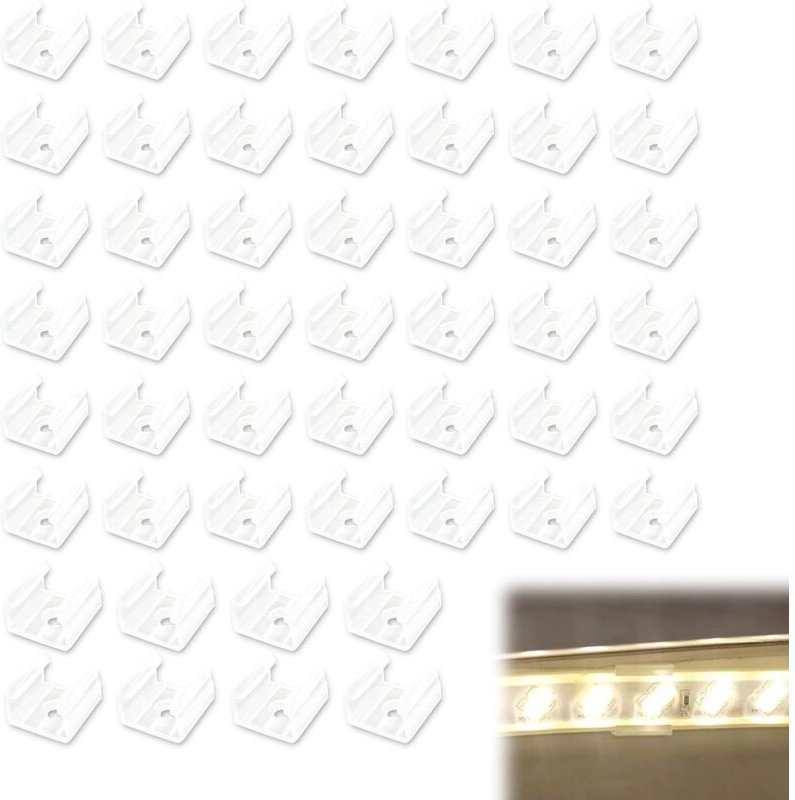 Befestigungsclips für Neon-LED-Lichtstreifen, Befestigungshalterung aus durchscheinendem Kunststoff, kompatibel mit 12 m...