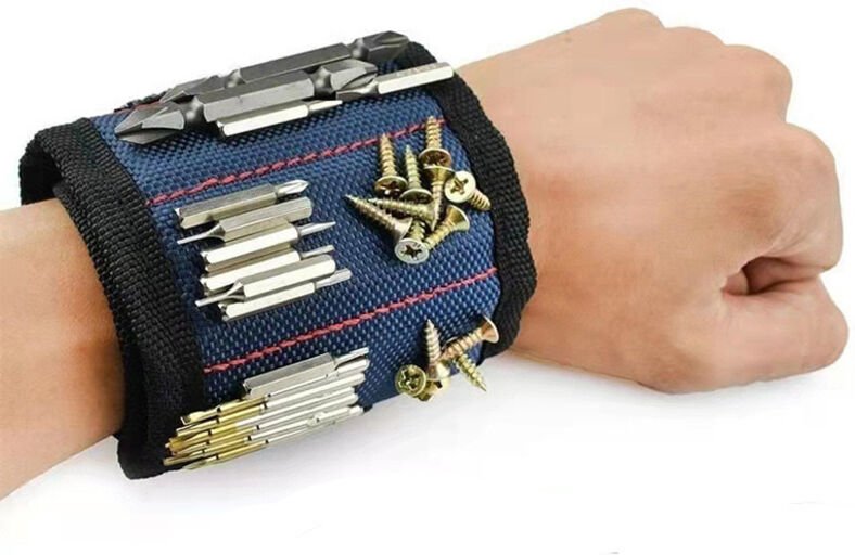 Magnetarmband, blau, 33 x 10 cm, 1 Stück, Kleberückseite, Klettverschluss, Werkzeug, Schraubendreher, Magnetarmband.