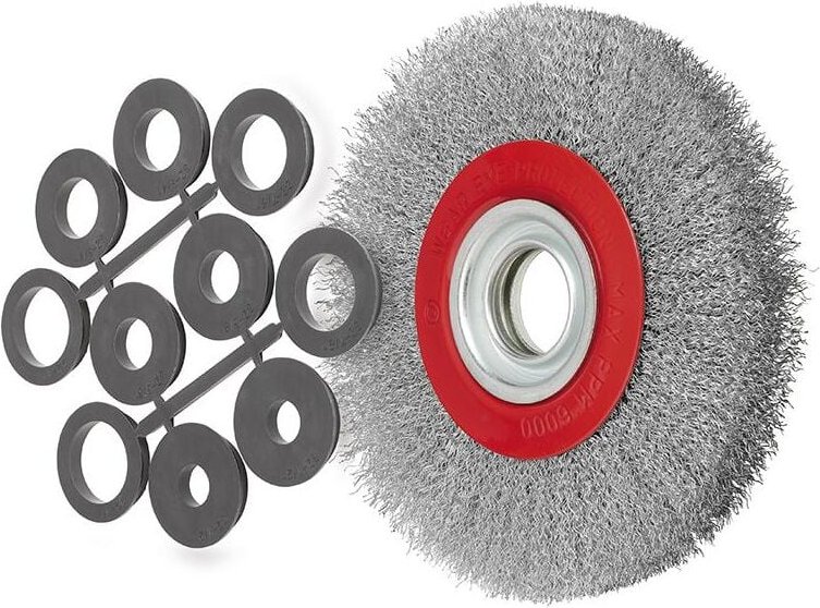 Fervi - Rundburste 175 mm mit gewellten Edelstahlfasern fur Werkbank-Schleifmaschine