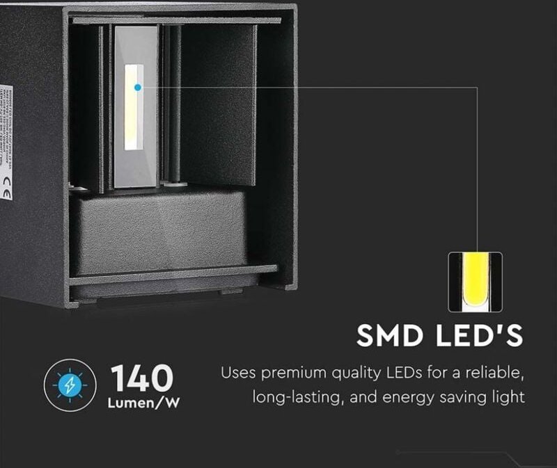 Quadratische LED-Wandleuchten - Bridgelux - Schwarz - IP65 - 5W - 700 Lumen - 3000K