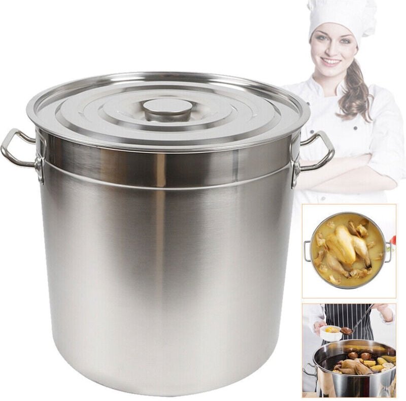 Kochtopf Suppentopf mit Deckel 35/50/70 Liter Gulaschkessel Campingkessel Edelstahltopf Kochtopf Stärke 0.4 mm (70 l)