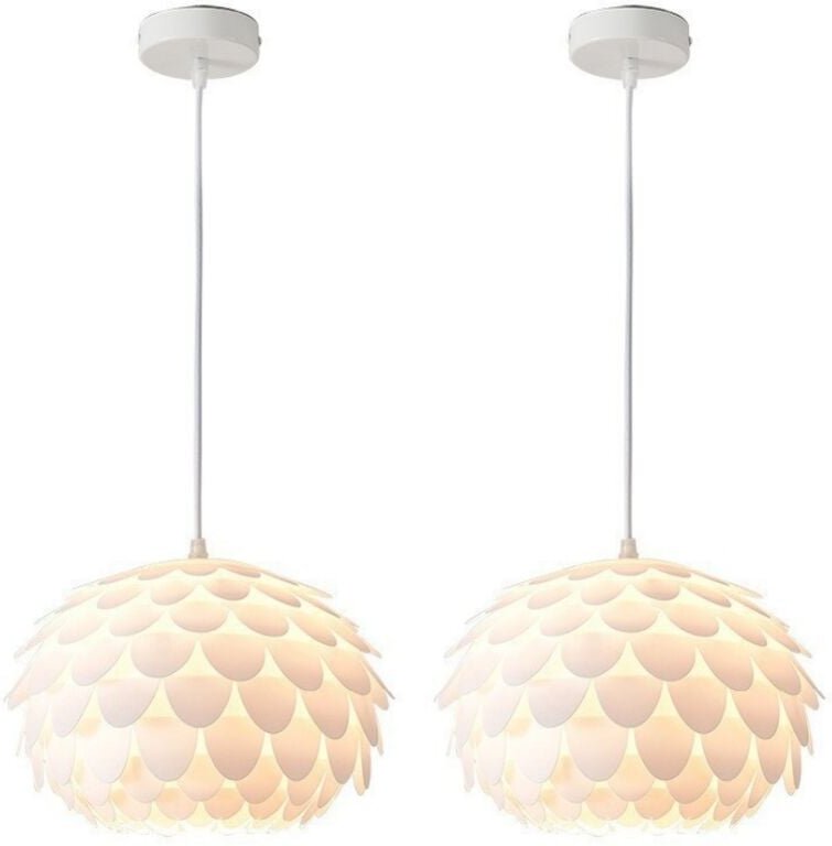 Modern Pendelleuchte Kreative Hängelampe Weiß Deckenleuchte für Esstisch Wohnzimmer Schlafzimmer Küche Ø28CM 2 Stücke