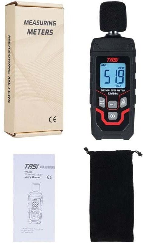 TASI TA656A Schallpegelmesser – 30–130 dB Lärmmessgerät (0,1 dB Genauigkeit) – Für Profis