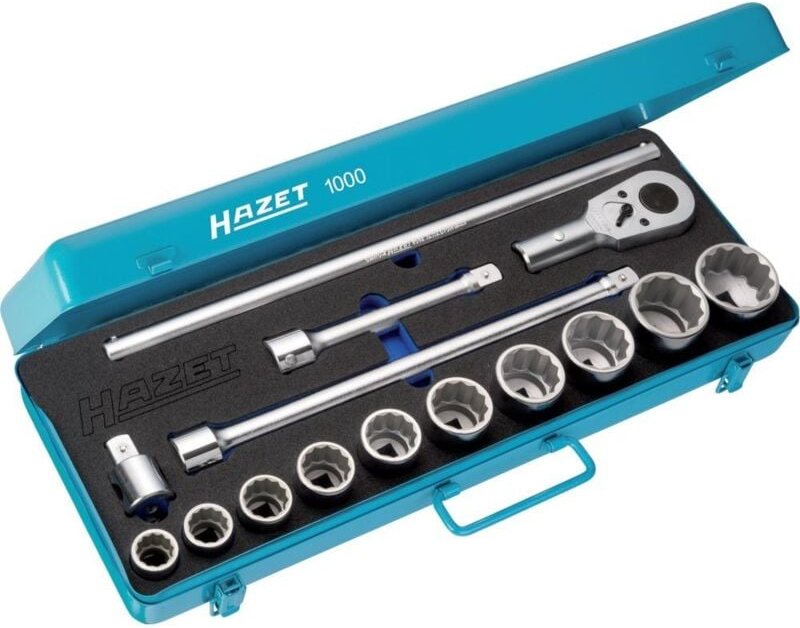 Steckschlüssel Satz, Vierkant hohl 20 mm (3/4), Außen-Doppel-Sechskant Profil, Anzahl Werkzeuge: 15, Art.Nr. 1000Z - Haz...