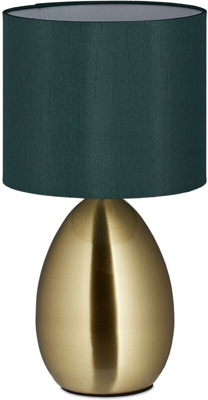 Nachttischlampe Touch dimmbar, moderne Touch Lampe, 3 Stufen, E14, Tischlampe mit Kabel, 33,5 x 18 cm, messing - Relaxda...