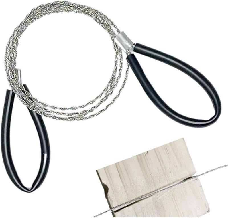 Drahtsäge aus Edelstahl für PVC-Rohre, Schläuche, Rohre, allgemeine Werkzeuge, 75 cm lange gezackte Drahtsäge mit zwei G...