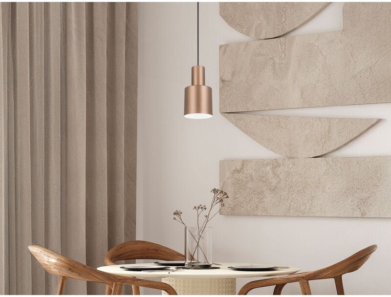 Trio Lighting - Kleine Pendelleuchte agudo mit Metall Lampenschirm Coffee, ø 12cm