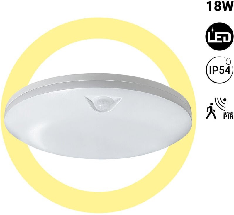 Kreisförmige LED-Deckenleuchte mit PIR-Sensor - 18W -