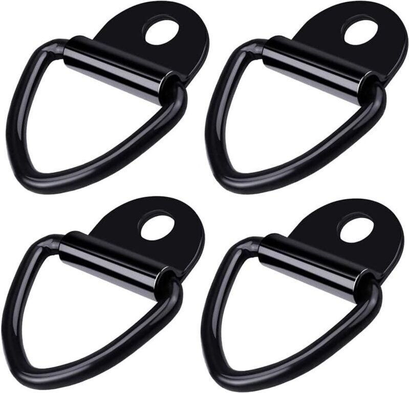 Packung mit robusten D-Ringen aus Edelstahl, Zurrringe für Anhänger, LKWs, Räder, Boote – Schwarz