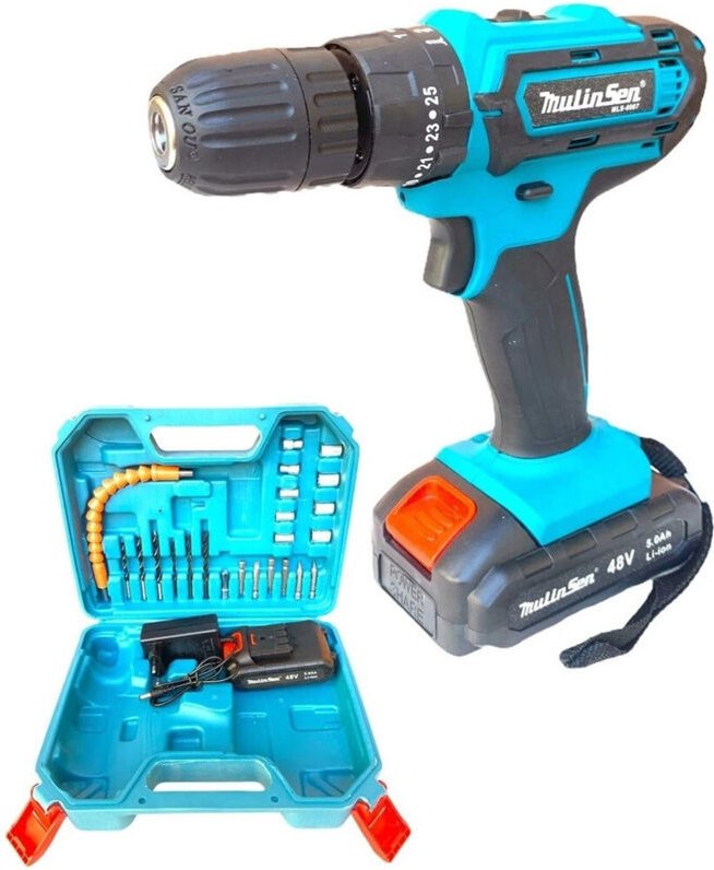 Trade Shop Traesio - Trade Shop - 48 v akku-schlagbohrer mit selbstspannender bohrfutter und led-licht -