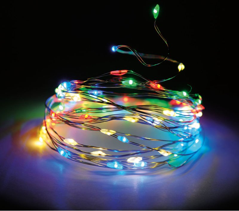 Draht Lichterkette 160 led mit Timer und 8 Funktionen 795 cm - bunt/multi - Innen und Außen Draht Lichterkette mit Batte...