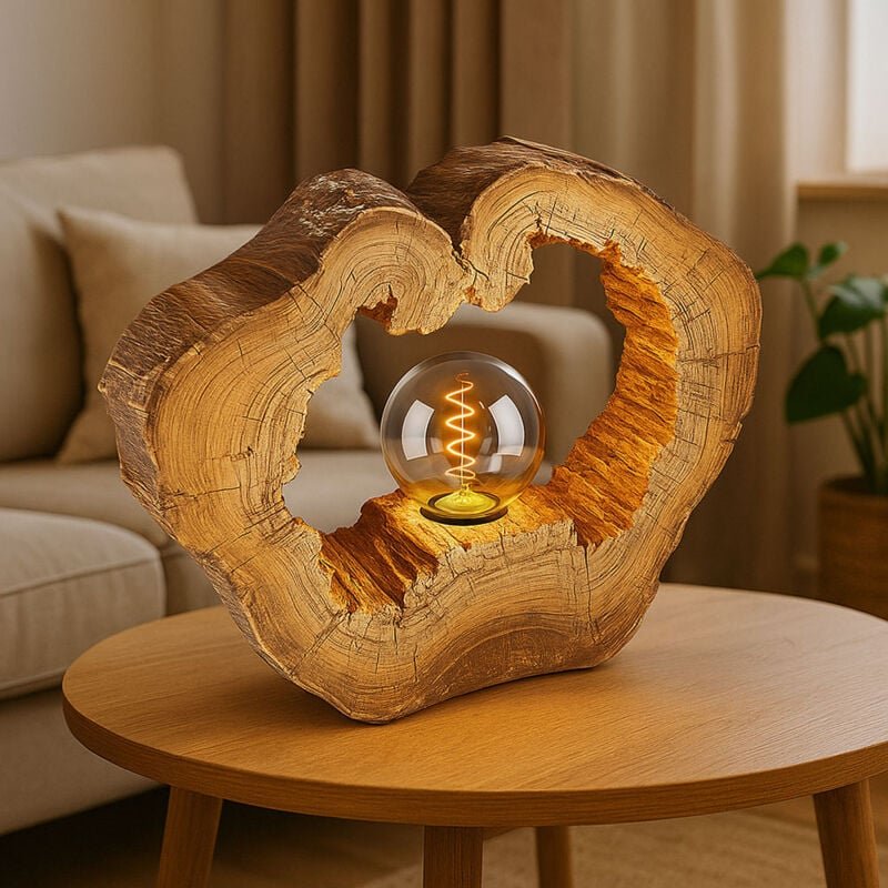 Led Tischleuchte Baumstamm Nachttischleuchte Holzoptik Tischlampe Baumscheibe, Kunststoff, 1x E27 Filament led warmweiß,...