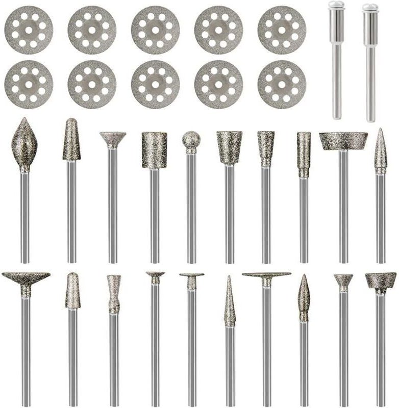 Diamantbohrer-Set für Dremel, Metallgravur-Set, 1/8"-Geradschleifer, 32-teilig