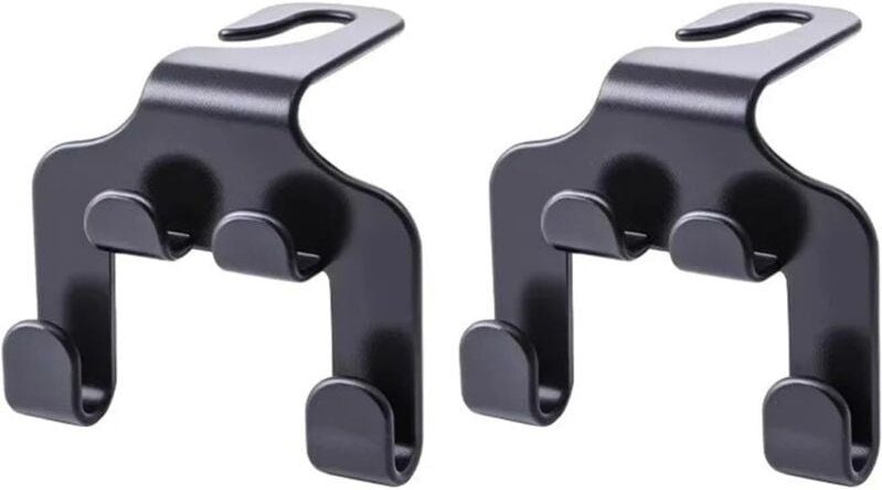 Kopfstützenhaken für Autositze, schwarz, universeller schwarzer Auto-Aufbewahrungsorganizer für alle Fahrzeuge (2 Stück)