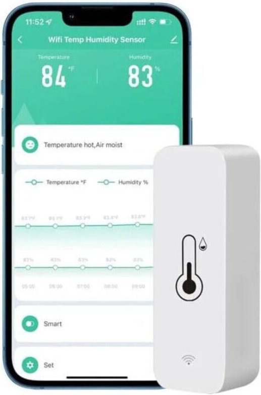 X WLAN-Hygrometer für Auto, Zuhause, drinnen und draußen – kabelloser Temperatur- und Feuchtigkeitssensor mit Remote-App...