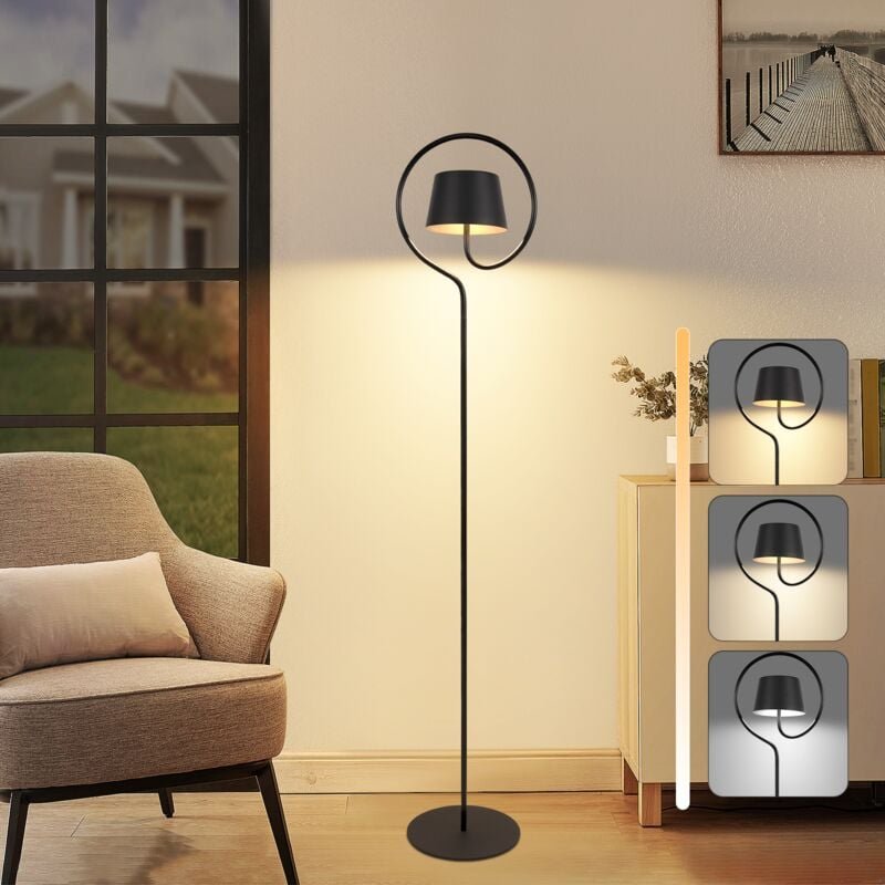 GBLY LED Stehlampe 120cm Dimmbar Wohnzimmer: Solar-Stehleuchte Outdoor USB-C aufladbar Akku kabellose Standleuchte 3000K...