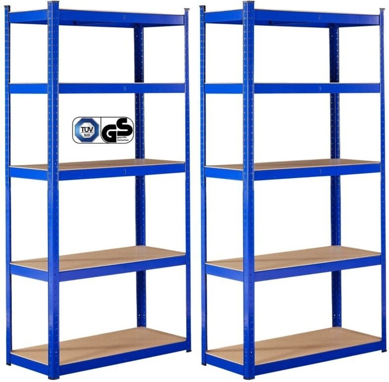 Arebos - 2x Schwerlastregal 180x90x30cm 875 kg Kellerregal Steckregal Blau