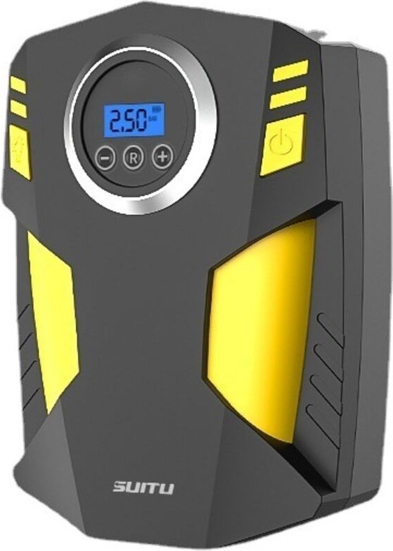 Reifenfüller, tragbarer Luftkompressor, Autoreifenpumpe mit 3 Düsenadaptern und digitalen LED-Leuchten, DC 12 V, elektri...