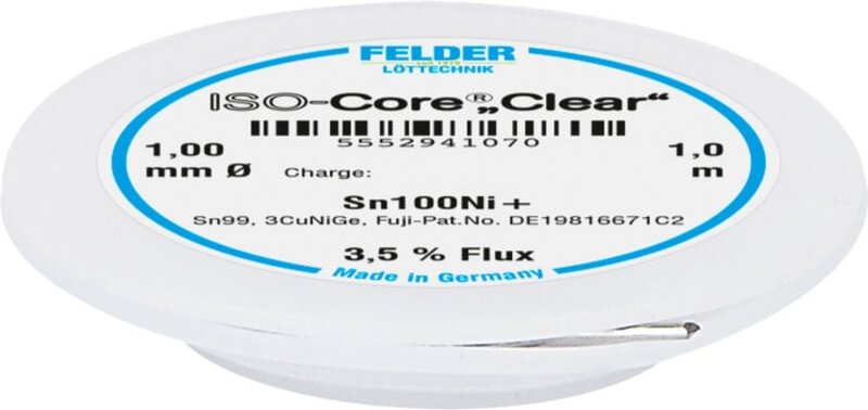 Felder Löttechnik - Felder ISO-Core 'Clear' Sn100Ni+ Lötzinn Spule Sn99,25Cu0,7Ni0,05 1 mm