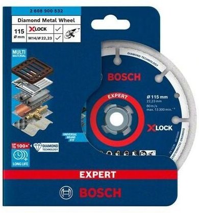 Bosch - Accessories 2608900532 x-lock Diamanttrennscheibe Durchmesser 115 mm Bohrungs-Ø 22.23 mm Metal