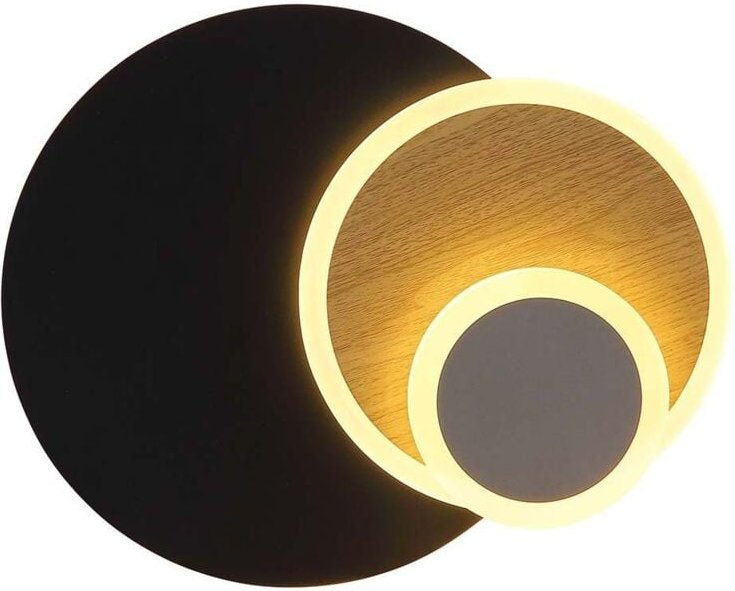 Wandleuchte Wandlampe Flurleuchte schwarz matt Holzoptik LED L 30 cm